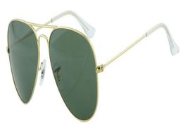 Top quality high end sunglasses classical Aviator style gold frame green glass lens fashion for men women L02057302064