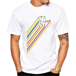 Men's T-Shirts THUB Fashion Colourful Neon Tag Men T-Shirt Its Game Printed Harajuku T Shirts Short Slve Tshirts Cool T Y240509