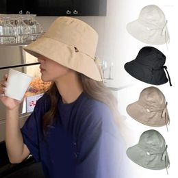 Wide Brim Hats Hat Lace-up Fisherman Summer Light Thin Casual Windbreak Basin Screen Rope Outdoor Ins Shade A1y5