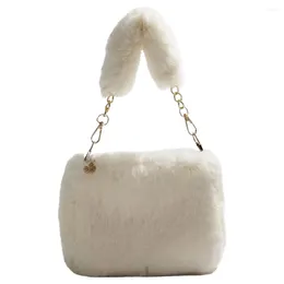 Shoulder Bags Women Chain Square Bag Casual Plush Tote Handbag Versatile Fuzzy Crossbody Soft Cute Fall Winter Female Purse