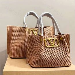 Valentine Bag Designer Bag High Quality Luxurys Raffias Tote Bag Vlogo Rivet Large Shop Lady Weave Beach Bag Womens Travel Crossbody Clutch Straw Shoulder Bags 585