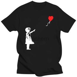 Erkek Tişörtler KCCO Balon GI RL Banksy T-Shirt Tasarım Pamuk S-3XL Resim Grafik Manga Yaz Doğal Gömlek D240509