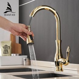 Gold Kitchen Faucets Silver Single Handle Pull Out Kitchen Tap Single Hole Handle Swivel Degree Water Mixer Tap Mixer Tap 866011 240508