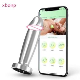 Other Health Beauty Items Metal APP Anal Plug Vibrator Wireless Bluetooth Remote Control Butt Plug Massager Anal s for Women Men Adult 18 Y240503