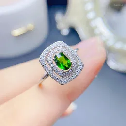 Cluster Rings Natural Diopside For Women Silver 925 Jewellery Luxury Gem Stones 18k Gold Plated Free Shiping Items Party Gift