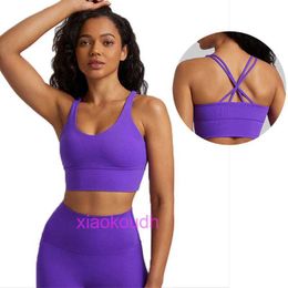 Designer Lul Yoga Outfit Sport Bras Women High Support Factory Long Long Long Back Strappy Shock Shock Sports Wear Hust Nude Feeling Reggistica imbottita in palestra