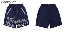 Rhude High end designer shorts for Spring/Summer New Fashion Alphabet Print Mens Casual Drawstring Sports Shorts With 1:1 original labels