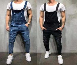 New Mens Ripped Overalls Jeans Fashion Men039s Casual Designer Jumpsuit Loose Cool Bike Jeans 7569977