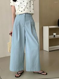 Women's Pants 2024 Straight Leg Wide For Women With Elastic High Waist Thin And Loose Fitting Casual J423-2