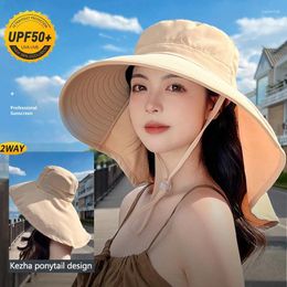 Wide Brim Hats Summer Women Bucket Hat With Shawl Lightweight Breathable Face Neck Protection Sun Beach Cap Design Travel