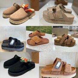 2024 Designer Flax brown Sandals Outdoor Sand beach Rubber Slipper Fashion Casual Heavy-bottomed buckle Sandal leather sports sandals size 35-44