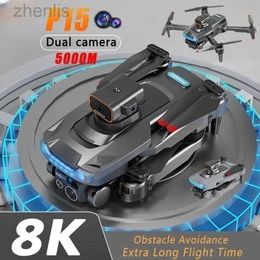 Drones Unmanned aerial vehicle P15 4K/8K GPS brushless and obstacle free avoiding high-definition photography dual camera remote control airplane toy 3000M d240509