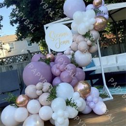 Party Decoration 99Pcs White Purple Balloons Arch Garland Kit Chrome Rose Gold Latex Balloon Set Wedding Birthday Supplies