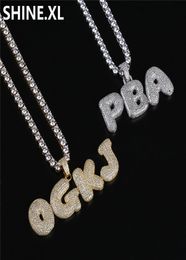 Hip Hop Custom Name Combination Bubble Letter Pendant Necklace Micro Cubic Zirconia Gold Silver Colour Copper Pendant Necklace3194716