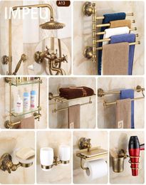 Antique Bronze Bathroom Accessories Allinone Package Towel Bar Towel Ring Toilet Brush Holder Robe Hook Hair Dryer Holder L8155550