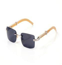 2020 luxury buffalo horn glasses brand designer sunglasses for men women rimless rectangle bamboo wood sunglasses with boxes case 2313981