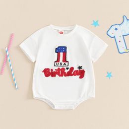 Rompers CitgeeSummer Independence Day Infant Baby Boys Girls Cute Embroidered Birthday Bodysuit Festival Clothes