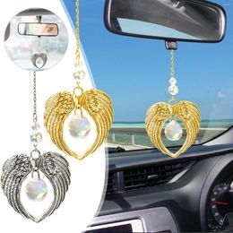 Decorative Figurines Angel Wing Suncatcher Heart Crystal Car Pendant Hanging Ornament Jewellery Cedar Garland