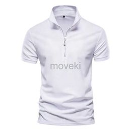 Men's Dress Shirts AIOPESON Cotton Men Polos Solid Colour Zippers Patchwork Polo Shirts for Men Fashion Business Casual Polos Men New Summer d240427