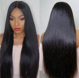 Cross-border European and American real hair wig for women with long straight hair, middle-parted lace headgear 4x4 lace front wig 100% high quality real Human hair