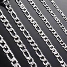 Chains 1 piece 3mm/3.8mm/4.5mm/5mm/6mm/7mm/7.5mm Figaro Link Chain Jewellery Classic Curb Necklace Stainless Steel Chain for Men Women d240509