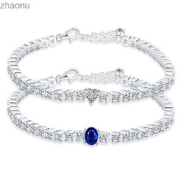 Chain Luxury 925 Silver Crystal Womens Fashion Heart shaped Zirconia Chain Water Diamond Bracelet Wedding Jewellery XW