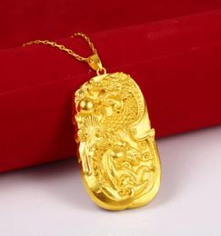 Dragon Horse Pattern Hip Hop Pendant Chain 18K Yellow Gold Filled Geometry Mens Pendant Necklace Gift7486091