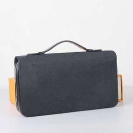 mens wallets single zipper mens wallet high quality black waterproof canvas Long Wallet card holder men handbag with orange box card 61 277r