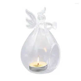 Candle Holders Clear Glass Candlestick Temperature Resistant Angel Hanging Globes For Home Decor Weddings