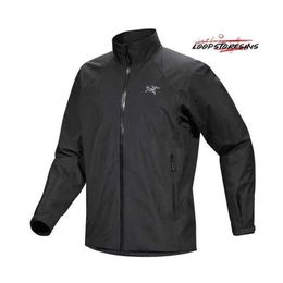 防水デザイナージャケットアウトドアスポーツウェアメンズジャケット軽量の風器と通気性のジャケットブラックXS WUOE
