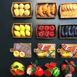 3PCSFridge Magnets European Delicacies Fridge Magnet Fruit Baking Food Chocolate Paella Magnectic Sticker Kitchen Freezer Door Decorative Articles