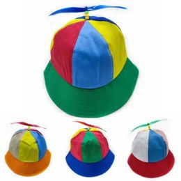 Caps Hats Adult and childrens summer helicopter propeller bucket cap color splicing work dragonfly bead role-playing party adjustable SnapbackHat d240509