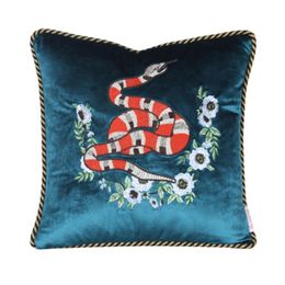 Luxurious designer animal Cushion Decorative Pillow case exquisite embroidery velvet material cover Cat head and snake pattern etc 264u