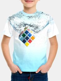 T-shirts Puzzle Cube 3D Printing T-shirt Fashion Rubik Cube Pattern TShirt Summer Boys and Girls T-shirt Street Clothing Top Childrens ClothingL240509