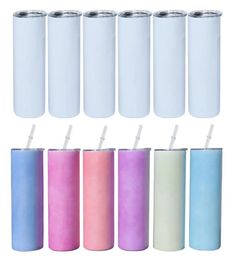 UV Color Changing Tumbler 20oz Sublimation Sun Light Sensing Stainless Steel Straight Tumblers with Lid and Straws Water Bottles f9329143