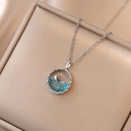 Pendant Necklaces Classic Personality Heart Of The Ocean Dolphin Necklace Fashionable Charm Animal Stainless Steel Temperament Clavicle