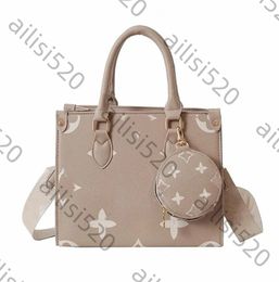 Small ON THE GO shop travel Designer bag Womens mens Luxury Genuine Leather Clutch Tote Bag Cross Body embossed With shoulder straps old flower Purses satchel hand bag