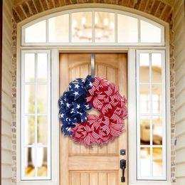 Decorative Flowers Wreaths July 4th Patriotic WreathIndependence Day Red White Blue Porch Decor Party Favor Creative Supplies Photo Props for July Fourth