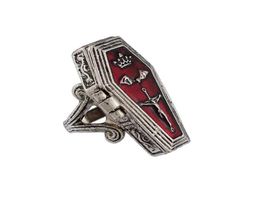 Vintage Women Rings Alloy Jesus Coffin Box Finger Retro Decoration Fashion Jewelry Cluster6294837