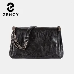 Shoulder Bags Zency Noble Temperament Small Chain Flap Bag Women Soft Leather Fashion Black Purse Underarm Handbag Trendy