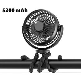 5200mAh Stroller Fan Hand Held Rechargeable USB Bladeless Small Folding Fans Mini Ventilator Silent Table Outdoor Cooler 240423