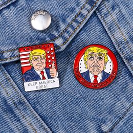 Trump Brooches Cartoon Drip Oil Alloy Brooch 2024 American Election Trump Commemorative Badge Party Favour Q984