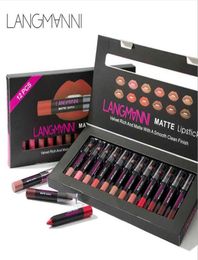 langmanni Waterproof matte Lipstick Pencil kit makeup Matte Lips Pigment Nude Lipstick Long Lasting Mate batom sexy beauty cosmeti9886807