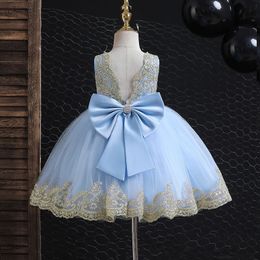 lace flower girl dresses court style dress 2024 summer girls Doll collar Flower Fairy dresses sleeveless pearls beaded brand designer kids pleated skirts new dress