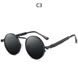 Sunglasses MCLEXN Round Metal Steampunk Men Women Fashion Glasses Brand Designer Retro Vintage UV4001 305j