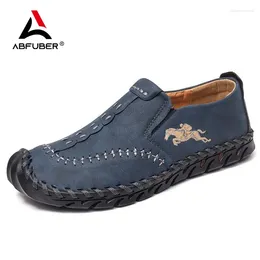 Casual Shoes 2024 Handmade Leather Men Comfortable Slip On Loafers Flats Moccasins Tooling Man