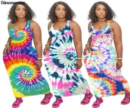 Women039s Fashion Summer Maxi Dress Stretchy Slim Sexy Bodycon Long Club Party Dress 2020 Tie Dye Sleeveless Tank Vestidos4117490