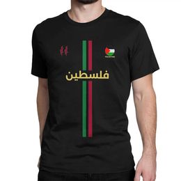 T-shirt maschile Maglietta da calcio Palestina Maglietta da uomo Cotton Great T-shirt T-shirt rotondo abbigliamento argento corto 4xl 5xl T240508