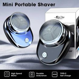Razors Blades Mini portable electric shaver for men USB charging travel facial beard washable hair trimmer powerful shaving Q240508