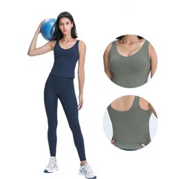 Women Sports Bra Workout Tank Tops Running Yoga Sleeveless Removable Padded V-neck Running Vest Workout Fitness